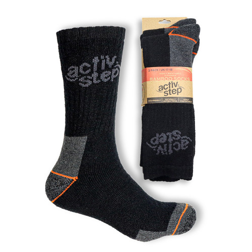 Activ-Step Durable & Breathable Bamboo Socks - Pack of 2 Pairs